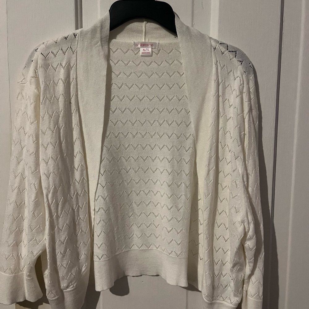 Cream Crop Open-Front Sweater